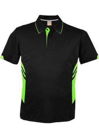 Aussie Pacific Tasman Kids Polo Shirt 3311 Casual Wear Aussie Pacific Black/Neon Green 6 